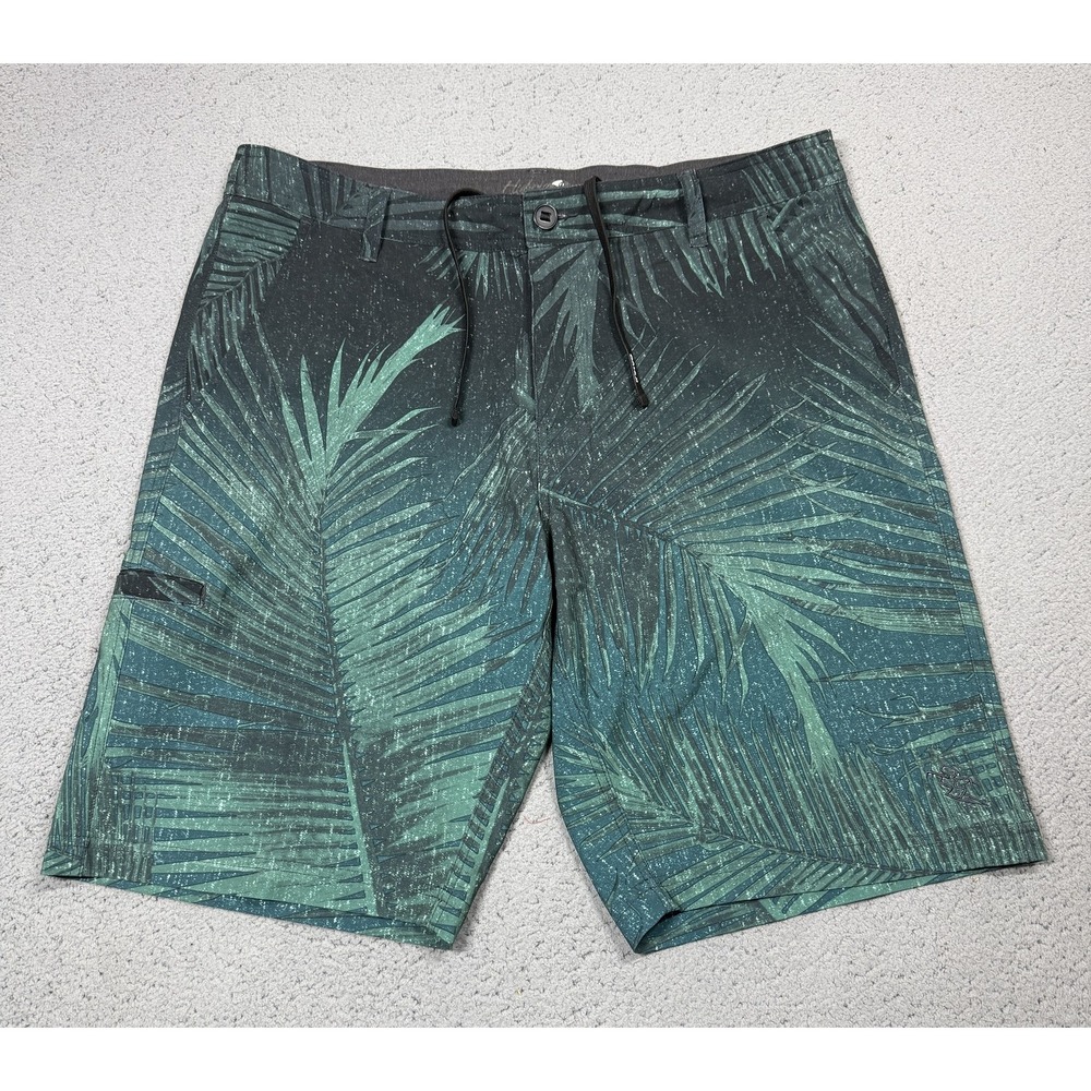 DaHui Hybrid Collection Shorts Mens 36 Green Tropical Chino Stretch 10 Inseam
